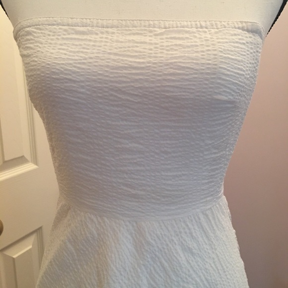 Jcrew strapless seersucker white dress - Picture 2 of 8